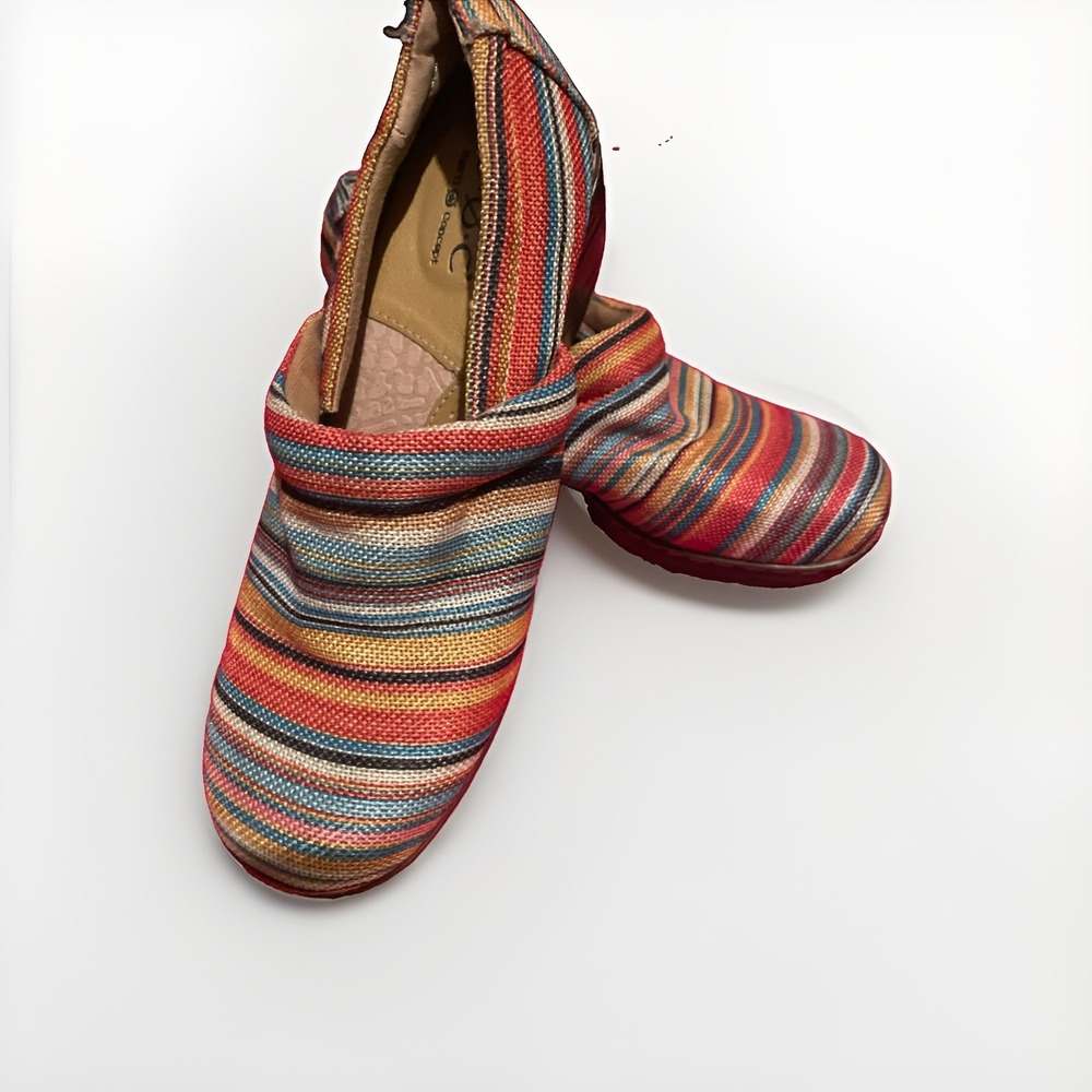BOC Womens Nadiyya Clogs Rust Multi Rainbow Woven Size 8 Comfort Heels Nursing